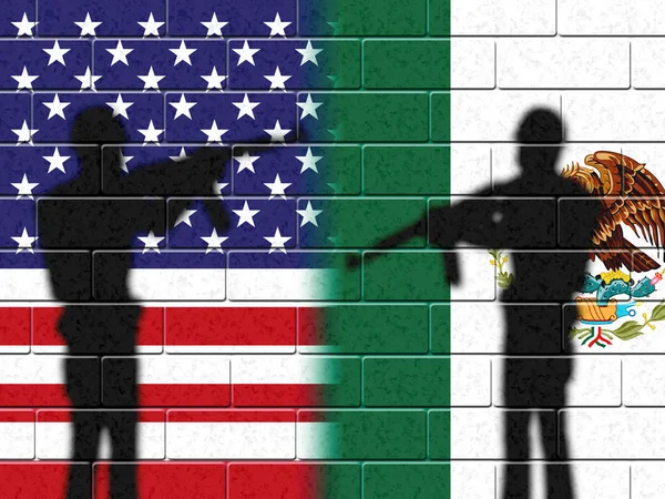 Mexikanska Gränsmuren För Att Stoppa Olaglig Invandring Flyktingars Migration Och — Stockfoto