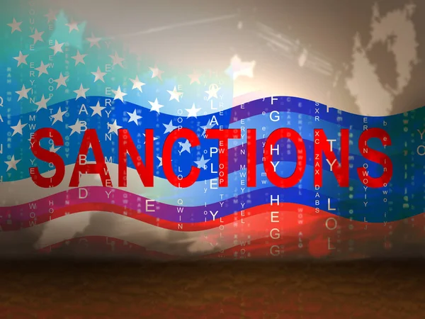 Rusya 'nın Rusya Federasyonu' na Parasal Ambargo uygulamasını gölgede bırak. Putin Ticaret ve Banka Hesapları Kısıtlandı - 2D İllüstrasyon