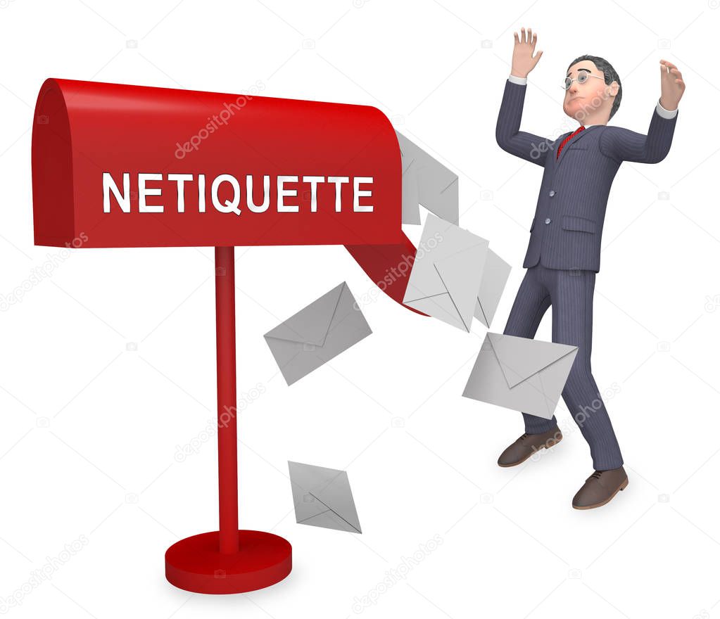 Netiquette Polite Online Behavoir Or Web Etiquette. Civility Protocol On Networks And Tech - 3d Illustration