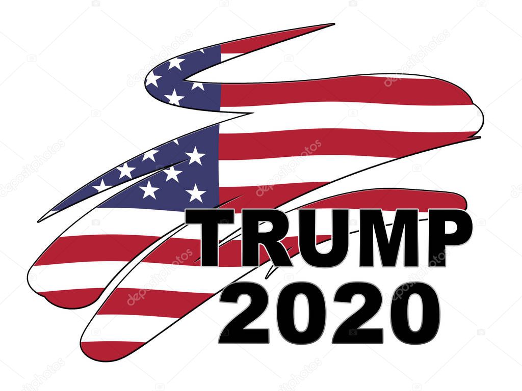 Trump 2020 Republican Choice For President Nomination. United States Voting For White House Reelection - 2d Illustration
