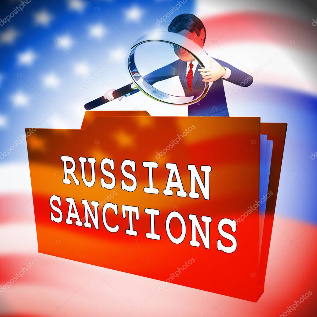 Trump Russia Sanctions Monetary Embargo On The Russian Federation. Putin Trade And Bank Accounts Restricted - 3d Illustration