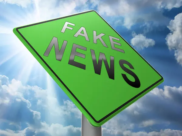 Fałszywe Wiadomości Ikona Oznacza Drogowskaz Dezinformacji Lub Dezinformacji Online Oszustwo — Zdjęcie stockowe
