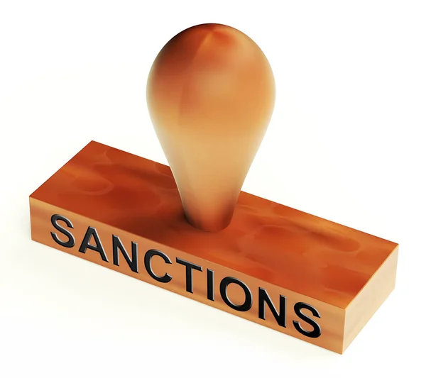 Sello Sanciones Significa Aprobación Del Acuerdo Embargo Para Suspender Comercio — Foto de Stock