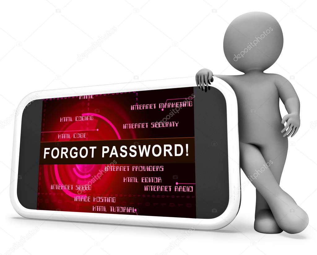 Forgot Password Phone Shows Login Authentication Invalid. remember Login Security Verification - 3d Illustration
