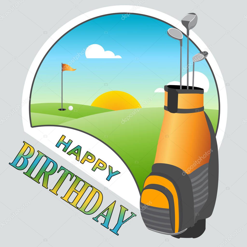 Happy Birthday Golfing Message As Surprise Greeting For Golfer. Congrats For Golf Fanatic - 3d Illustration