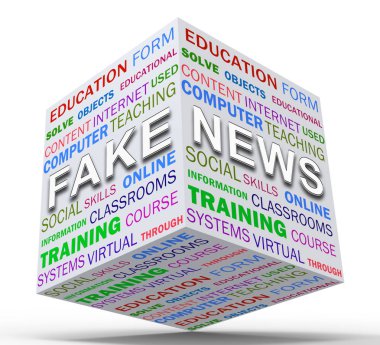 Fake News Icon Box Means Misinformation Or Disinformation. Online Hoax Or Misleading Information  - 3d Illustration clipart
