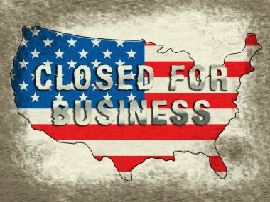 Hükümet izin Federal işçiler için iş harita için kapalı. Washington - 3d çizim Ulusal kapatma
