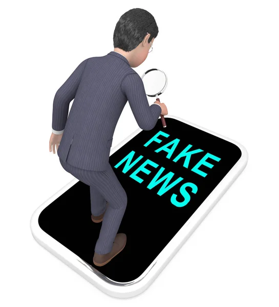 Fake News Phone Represents Misinformation Social Media False Information Propaganda — Stock Photo, Image