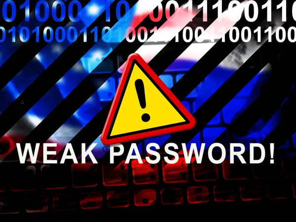 Senha Fraca Aviso Mostra Vulnerabilidade Online Ameaça Internet Risco Violação — Fotografia de Stock