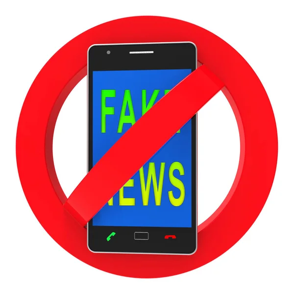 Fake News Phone Means Misinformation Social Media False Information Propaganda — Stock Photo, Image