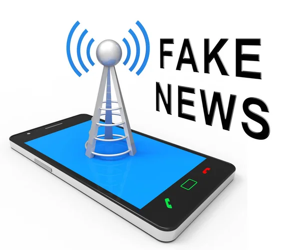 Fake News Phone Shows Misinformation Social Media False Information Propaganda — Stock Photo, Image