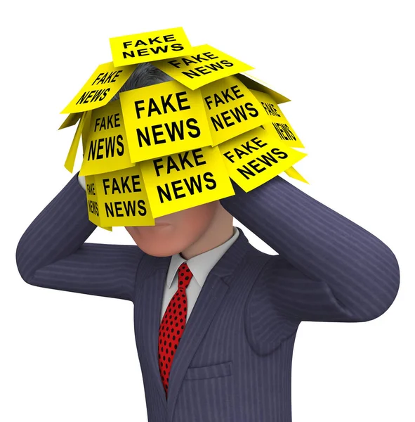 假新闻媒体描述在线骗局和错误信息 躺在新闻和虚假的事实 — 图库照片