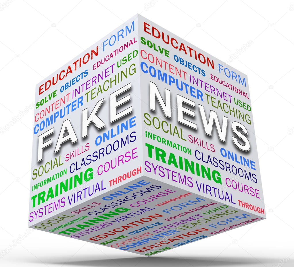 Fake News Icon Box Means Misinformation Or Disinformation. Online Hoax Or Misleading Information  - 3d Illustration