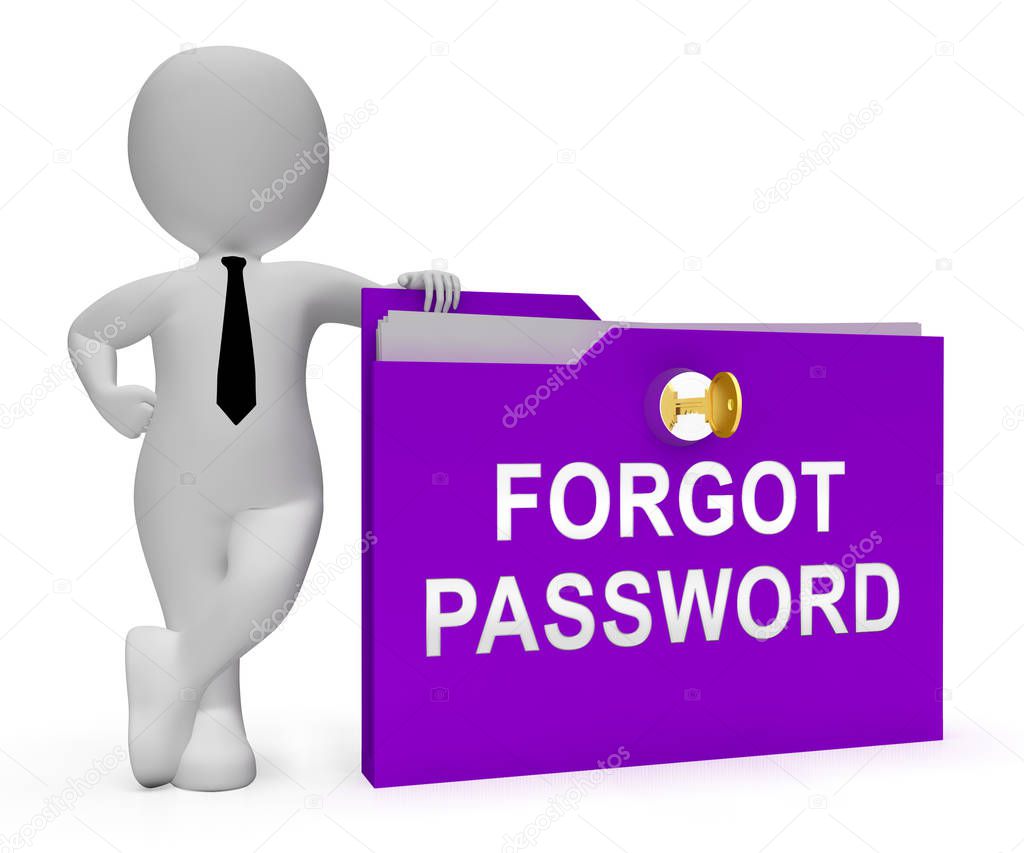 Forgot Password Folder Shows Login Authentication Invalid. remember Login Security Verification - 3d Illustration