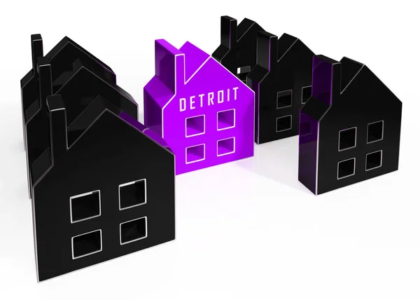 Ícones de Propriedade de Detroit denota venda ou compra de imóveis em — Fotografia de Stock
