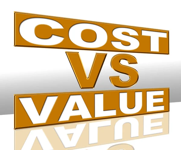 Kosten Versus waarde teken portretteert uitgaven vs voordeel ontvangen - 3 — Stockfoto