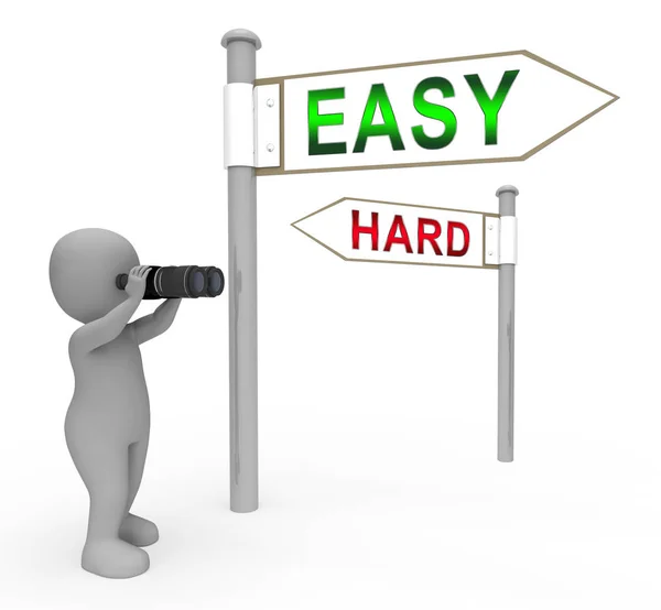 Easy Vs Hard Signpost retrata la elección de una manera simple o difícil —  Fotos de Stock