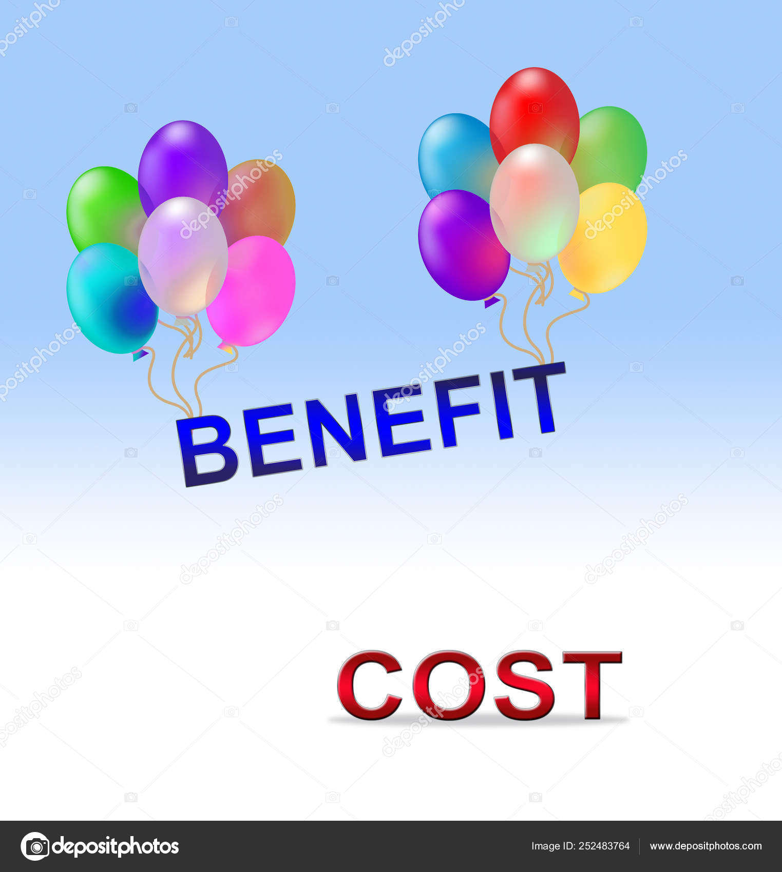 Beneficio Versus Costo Palabra Significa Valor Ganado Por El