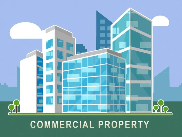Commercial Real Estate City Block Represents Property Leasing Or — Stock Photo, Image