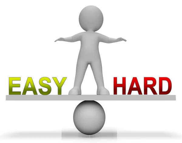 Easy vs hard balance stellt die Wahl zwischen einfachem oder schwerem Weg dar — Stockfoto