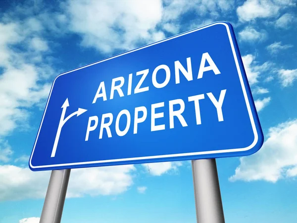 Arizona Property Sign Shows Real Estate Broker In Az 3d Illustra — Stock Photo, Image
