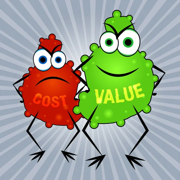 Cost Versus Value Men Portrays Spending vs Benefit Received - 3d — Stock Photo, Image