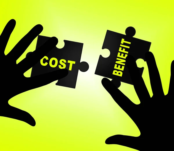 Costo vs benefici puzzle significa confrontare il prezzo contro il valore - 3d — Foto Stock