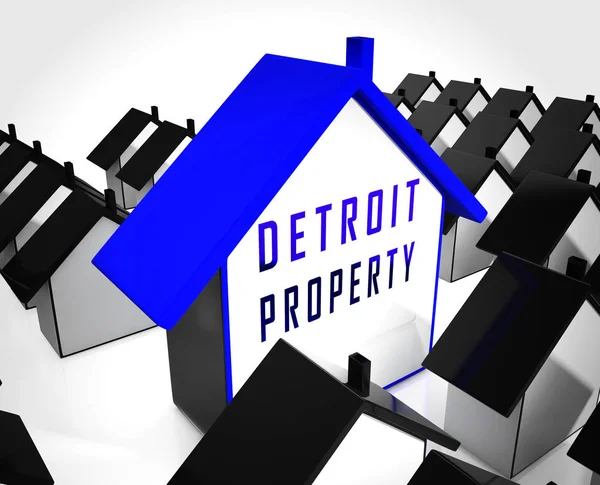 Detroit Właściwość ikona oznacza nieruchomości sprzedaż lub kupno w M — Zdjęcie stockowe