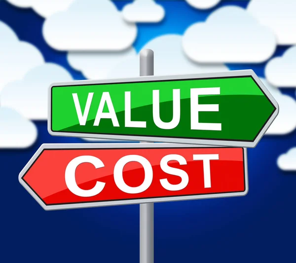 Costo vs signos de valor Denota el retorno de la inversión Roi - 3d Illust —  Fotos de Stock