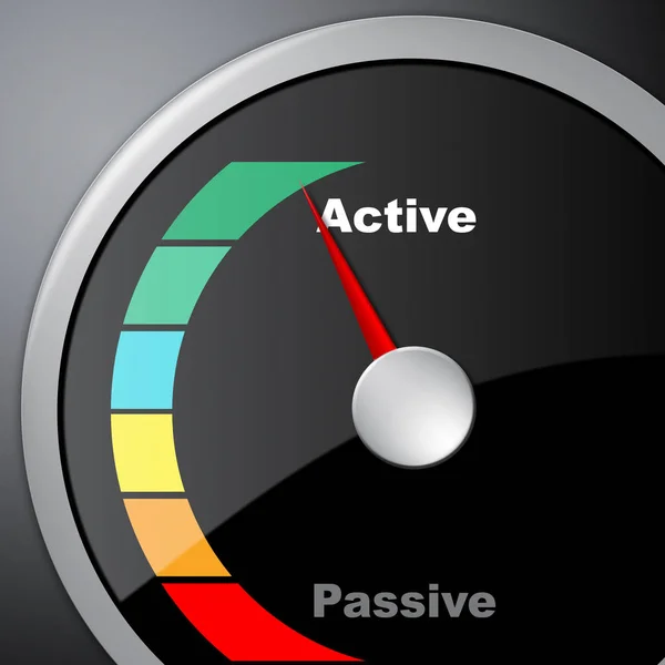 Active Versus Passive Guage Shows Proactive Strategy 3d Illustra — Stock Photo, Image