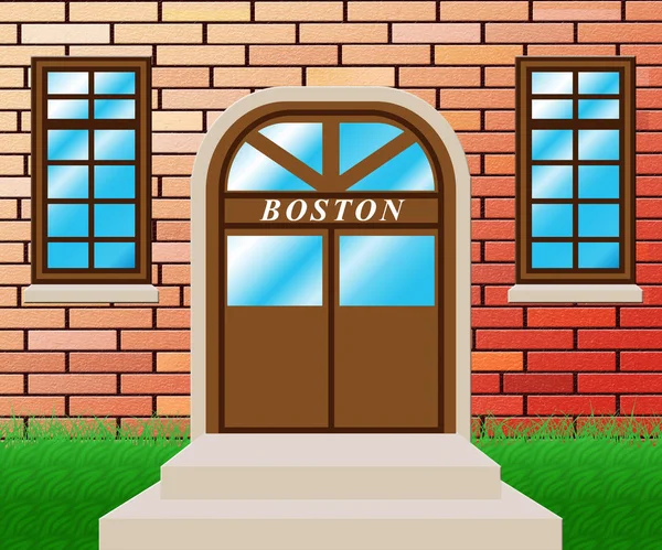 Boston vlastnost dveře ukazuje nemovitostí v Massachusetts, Usa 3d jsem — Stock fotografie