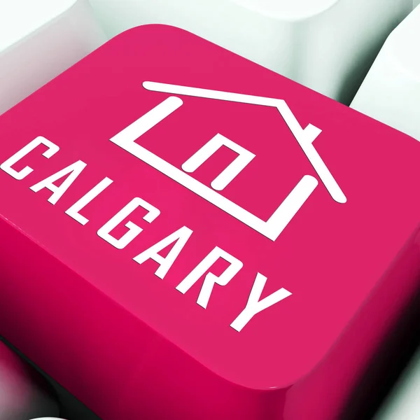 El teclado inmobiliario de Calgary muestra la propiedad en venta o alquiler en — Foto de Stock