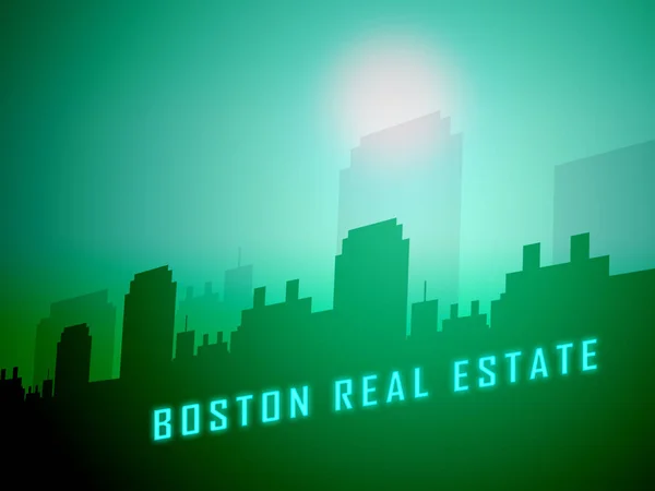 Boston Property City Shows Real Estate in Massachusetts Usa 3d I — стоковое фото