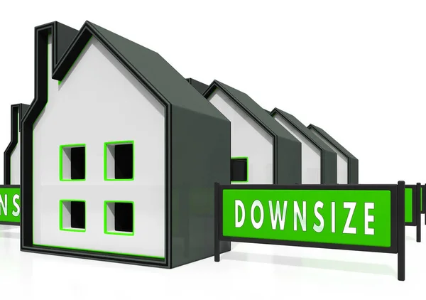 Downsize Home Icons Means Downsizing Property Due To Retirement — Stock Photo, Image