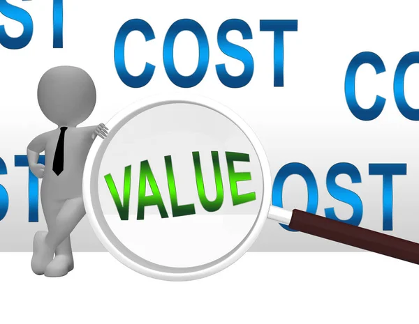 Kosten versus waarde Vergrootglas geeft rendement op investering Roi - 3D-Il — Stockfoto