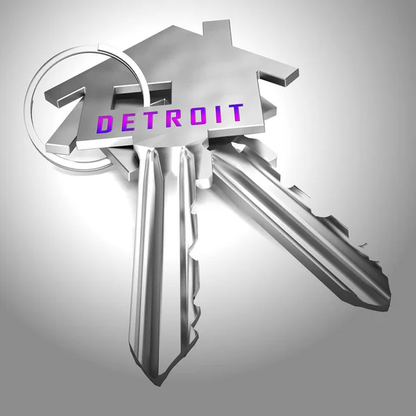 Detroit nieruchomości klucze przedstawia zakup mieszkalnych w Colorado — Zdjęcie stockowe