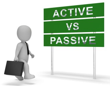 Etkin Vs pasif işaretleri gösteriyor olumlu tutum 3d çizim