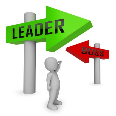 Patron Vs lideri işaretleri 3d yönetme daha iyi bir takım lider demek