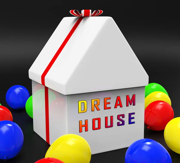 Icono de la casa de ensueño significa encontrar la casa de sus sueños o apartamento - 3d —  Fotos de Stock
