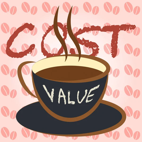 成本与价值咖啡表示投资回报 roi-3d Illus — 图库照片