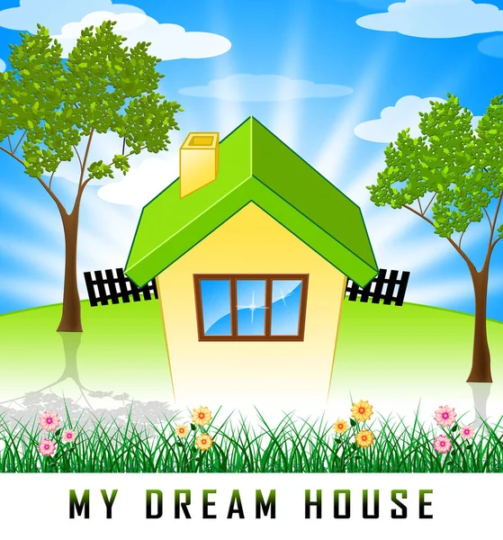 Wymarzony dom lub Dreamhouse ikona przedstawia obiekt idealny dla Ciebie - — Zdjęcie stockowe