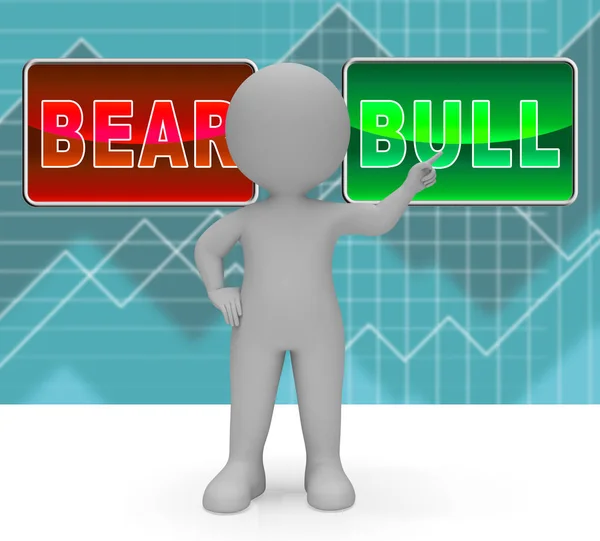 Bull vs oso signos del mercado significa beneficio o pérdida de inversión Tradin — Foto de Stock