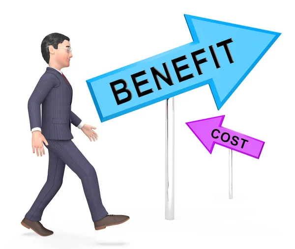 Cost Vs Benefit Signs Mean Comparing Price against Value - 3d Il — стоковое фото