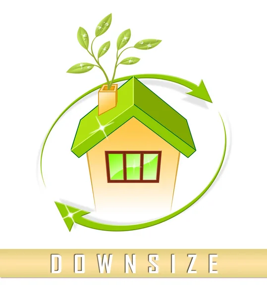Downsize Home Icon Means Downsizing Property Due To Retirement O — Stock Photo, Image