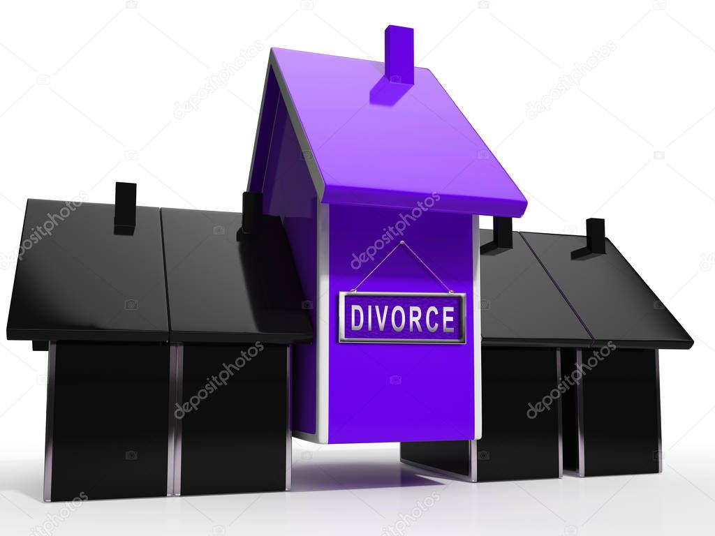 Divorce House Split Icon Depicts Legal Sharing Of Property After
