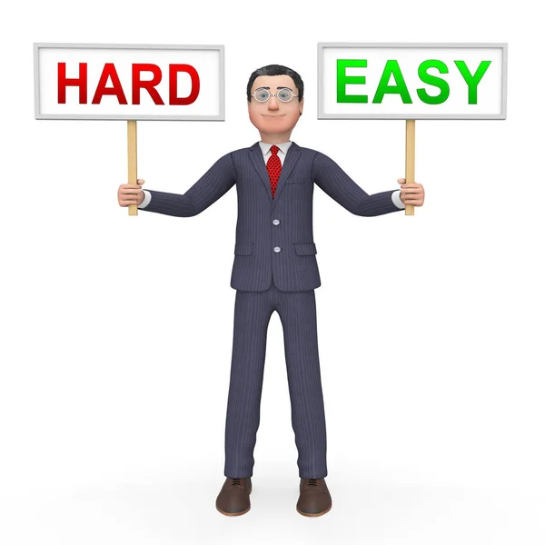Easy Vs Hard Signs Portray Choice Of Simple Or Difficult Way - 3 — Stock Photo, Image