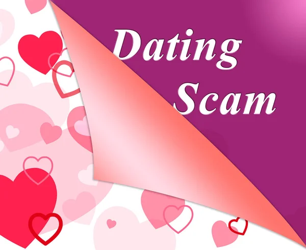 Namoro Scam Corações Representa Online Romance Scammer Ou Trickster  - — Fotografia de Stock