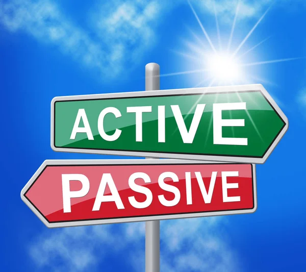 Active Vs Passive Signpost Demonstrates Positive Attitude 3d Ill — Stock Photo, Image