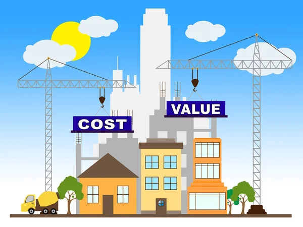 Κόστος Versus αξία κατασκευής απεικονίζει δαπάνες vs Rece όφελος — Φωτογραφία Αρχείου