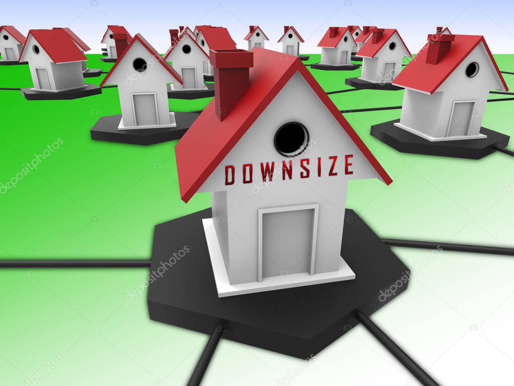 Downsize Home Symbol Means Downsizing Property Due To Retirement